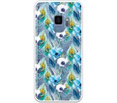 Funda compatible con Samsung Galaxy S9 - Patron flores y plumas azules