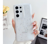 For Samsung S24 S23 Ultra S22 S21 Plus Ultra FE Note 20 Case Cute Clear Drip Glue Star Glitter Curly Hybrid Shockproof Cover