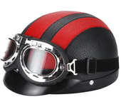 Motorcycle Helmet Men And Women Classic Leather Vintage Open Face Half Helmet Motor Scooter Electric Scooter Helmet Goggles New