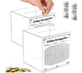 Caja de ahorro de dinero de 10 000 USD, caja de ahorro de dinero de acrílico transparente para efectivo, caja de ahorro de dinero de 365 días, herramienta divertida y motivadora para objetivos financieros (1 unidad)
