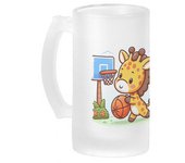 MERCHANDMANIA JARRA CERVEZA CRISTAL girafa jugador animal deporte baloncesto esmerilada esmerilado 500ml