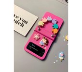 Cute Korean 3D Rabbit Bracelet Cartoon Bunny Girl Rose Red Case for Galaxy Z Flip4 5G Flip4 Z Flip3 Zflip3 Zflip4 Flip3 Cover