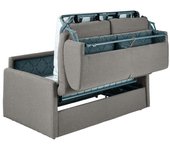 Vente-unique - Sofá cama italiano 3 plazas de tela CALIFE - Gris claro - Cama 140  cm - Colchón 18 cm