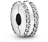 Pandora Navidad Joyería Charm Clip de Doble Línea en Pavé 798422C01 , para Mujer