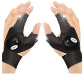 Guantes de Pesca al Aire Libre, 2 Guantes with LED interior, iluminación Nocturna sin Hilos, Correa Mágica, Dedo Índice Y Pulgar, Guantes De Cycling para senderismo, acampada, supervivencia de emergencia - 1 par