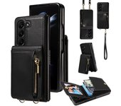 CAESBON For Samsung Galaxy A13 4G/5G Wallet Case S23 ULTR A22 21 Plus RFID Shielded Credit Card Bag Wrist Strap Leather A04 M13