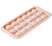 Juego de 2 recipientes para cubitos de hielo con forma de bola y tapas. Moldes para cubitos de hielo congelados. Recipientes para hacer hielo comestible casero. (Rombo rosa, 18 celdas)