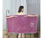 La bata de baño gruesa de vellón coral se puede usar como falda de baño para uso doméstico, toalla de baño absorbente para mujeres adultas, especial para una categoría