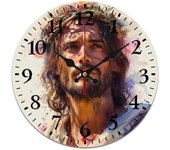 Jesús caminando con las manos un niño reloj de pared redondo de 11.8 pulgadas religioso Cristo Iglesia silencioso reloj de cuarzo sin tictac decoración moderna para oficina, hogar, cocina, dormitorio, aula