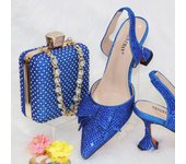 Venus Chan Gold 2024 Heels for Women Pointed Toe With Bows Gold Color Rhinestone  Elegant Party Wedding Shoe and Bag Set
