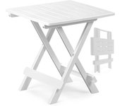 STARLEY- Mesita de jardín Adige Blanca Mesa Auxiliar Plegable 44X44x50cm de plástico