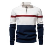 2024 nuevo otoño e invierno tamaño europeo cuello alto suéter de los hombres media cremallera color bloque suéter calidad ropa de los hombres