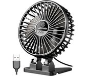 【Motor Actualizado 2024】Ventilador de USB 13cm, 5W, 5V 1A. Mini Ventilador Silencioso con 3 Velocidades, Ventilador Sobremesa para Escritorio Inclinable, Ligero y Potente. Ideal para Oficina, Coche, Despacho, Negro, Cable de 115cm