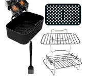 6PCS Double Basket AirFryer Parts for Ninja Foodi AF300UK AF400UK, Tower T17088, Instant Salter Dual Zone Deep 7.6L-9.6L