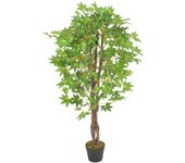 vidaXL Planta Artificial Árbol Arce Decorativa Realista Plástico Maceta Color Rojo,  Verde, y mas