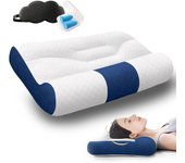 Almohada Pinnoize: Mejora el sueño con soporte cervical, almohada de plumón de ganso, almohadas cervicales ajustables para un sueño cómodo, almohadas ergonómicas de espuma viscoelástica con contorno, para quienes duermen de lado, boca arriba y boca abajo