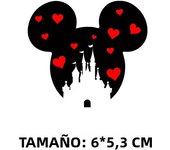 2PCS Disney Personality Fashion Castle Mickey and Minnie Bow Love Mouse Head Printed Ironing for Clothing Stickers on Fabric