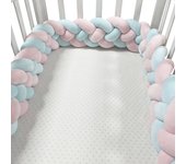 Funda De Protección Para Cuna 200CM Para Bebe Niño Decoración De Cuna Algodón Sólida Tres Piezas