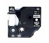 Compatible dymo d1 45021 cinta de etiquetas para rotuladora - texto blanco sobre fondo negro - ancho 12mm x 7 metros - s0720610