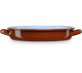 Briebe Terra Cacerola Baja Inducción 32cm Cazuela 3,5L Fuente Acero Esmaltado Vitrificado Vintage Fuego Horno, , Marrón