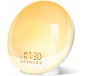 Despertador Radio LED con Simulador de Amanecer y Anochecer - Luz de Noche Brillante - 20 Niveles de Brillo - 2 Despertadores