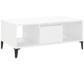 vidaXL Mesa de centro madera contrachapada 90x50x36,5 cm Blanco, Negro, Blanco brillante Mesita de Salón o Comedor o Auxiliar Mesa de Café Meuble Salón