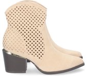 Davinia Shoes Botin de Tacon para Mujer, Comoda, con Punta Fina, con Calados en la Caña, y Cierre de Cremallera, Primavera Verano 2023 Shoes&Blues.es A-2214-Beige