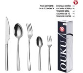 Mr.Spoon Serie Esencia Juego 20, 30 o 36 piezas cubiertos, Acero Inox 18/0, Económico y funcional,Incluye cuchillo de carne o mesa, tenedor,cuchara,cucharilla,etc, Mango monobloque,Apto para lavavajillas,Empaque ecológico,Ideal para casa,hotel,restaurante