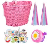 Cesta de bicicleta para niños en color rosa y morado con correas delanteras ajustables B-WELLNGS