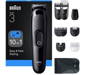 Braun Series 3 MGK3440 recortadora todo en uno, kit 8 En 1 de afeitado diario para hombres, recorte de barba, cortar el pelo, recortadora para nariz y orejas y más, con lámina ultraafilada, resistente al agua, recargable, 80 min de autonomía inalámbrica