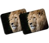 MERCHANDMANIA PACK 2 ALFOMBRILLAS GRANDES leon majestuoso salvaje selva savana feroz fiera mousepad raton