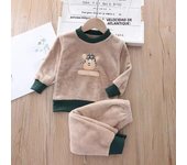 Autumn Winter Clothes Warm Kids Loungewear Suit Baby Girls Boys Velvet Cartoon Tops+Pant Children Homewear Set 1-6Years Kids Set
