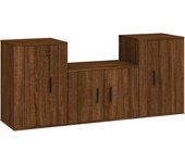vidaXL Set de muebles para TV 3 piezas madera contrachapada, Mueble de Salon, Mueble TV, Mueble TV salon, Mesa de TV, Mueble tele