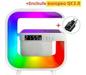 Wireless Charger Stand Pad Bluetooth Speaker Alarm Clock RGB Light Night Lamp Fast Charging Station for iPhone Samsung Xiaomi