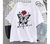 The Combination Of Red Roses And Bows T Shirt Female Street Fashion T-Shirt Oversized Tee Clothes Casual Cotton Short Sleeve