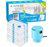 Bolsas de almacenamiento al vacío con bomba de Aire Eléctrica, paquete de 20 (4 Jumbo, 4 grandes, 4 medianas, 4 pequeñas, 4 bolsas insrollables) colchones, mantas,