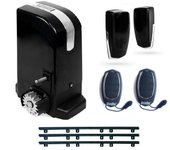 Kit motor puertas correderas Bravo 500kg 230v con 4 metros de cremallera de nylon (tornillos incluidos), mandos y fotocélula. Puertas de garaje correderas hasta 500kg y 7 metros. Motor electrico puerta deslizante o corredera de garaje.