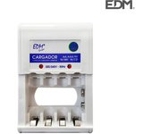 Cargador de Pilas Edm para 4 Pilas Aa, Aaa y 9v con Enchufe y Tiempo de Carga de 12h