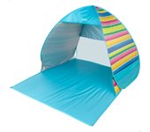 Aktive - Tienda de playa pop up, 140x160x110 cm, 2 personas, multicolor, con suelo y ventana, varillas de acero, protección UV50, índice impermeabilidad 200 mm, incluye bolsa transporte, carpas plegables, paravientos playa