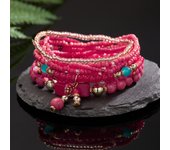 Bohemian Multi-layer Rice Beaded Bracelet Set For Women Geometric Elastic Colorful Crystal Natural Stone Bracelets Jewelry Gift