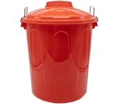 CABLEPELADO Cubo de Basura con tapa, Cubo basura Industrial, Cubo basura Plástico con asas metálicas, Contenedor residuos, 55 cm alto x 44 cm Diámetro superior, Capacidad 51 Litros, Rojo