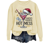 Christmas Santa's Favorite Hot Mess Sweatshirt, Santa's Favorite Hot Mess Long Sleeve Shirt Christmas Santa Top