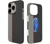 Funda de fibra de aramida auténtica para iPhone 16 Pro Max compatible con MagSafe, fibra de aramida 1500D, funda fina y ligera, funda magnética, diseño de texturas de fibra de carbono 100 % Kevlar (líder)