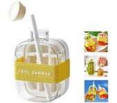 Cubitera, bandejas de hielo 2 en 1 para congelador con tapa y recipiente, vertical, fresca, para verano, molde de silicona para cubitos de hielo (2025), para botellas de agua (rosa, 800 ml)