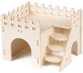 Creative Hamster Nest Wooden Fence Villa Pet Home Supplies Comfortable Sleeping Nest Simple Style Solid Color House Villa