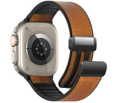 Strap for Apple watch band 45mm 44mm 40mm 42 41mm Ultra 49mm Genuine Leather+Silicone bracelet correa iWatch series 9 8 7 6 5SE