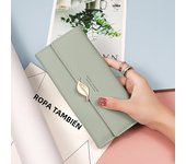 Summer new net red women's long purse Japan and South Korea small fresh personality hardware leaf buckle hand bag 3 fold long wa