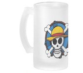 MERCHANDMANIA JARRA CERVEZA CRISTAL One piece logo calavera barco pirata luffy esmerilada esmerilado 500ml