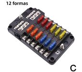 Car Boat Fuse Box LED Warning Indicator 12V 32V Power Distribution Panel Car Boat Fuse Box Holder 6/12 Ways