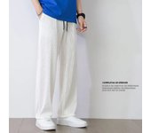 Summer White Casual Pants Men's Ice Silk Pants Men's Drape Floor Mop Pants  Korean Straight Loose Wide Leg Long Pants